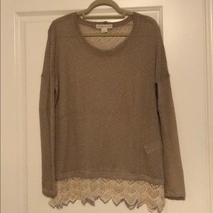 Sweater with lace trim